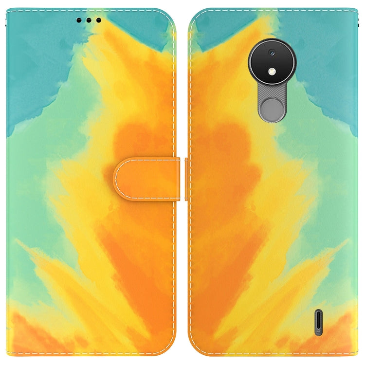 For Nokia C21 Watercolor Pattern Horizontal Flip Leather Phone Case