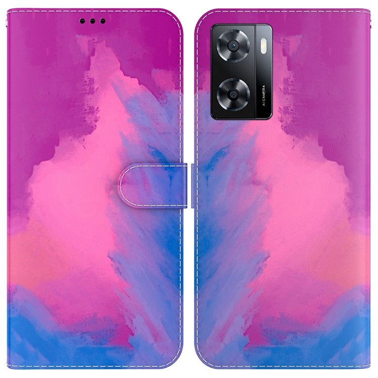 For OPPO A57 2022 4G/A57 2022 5G/Realme Q5i/Realme V23 5G/Realme Narzo 50 5G/A77 5G Watercolor Pattern Horizontal Flip Leather Phone Case