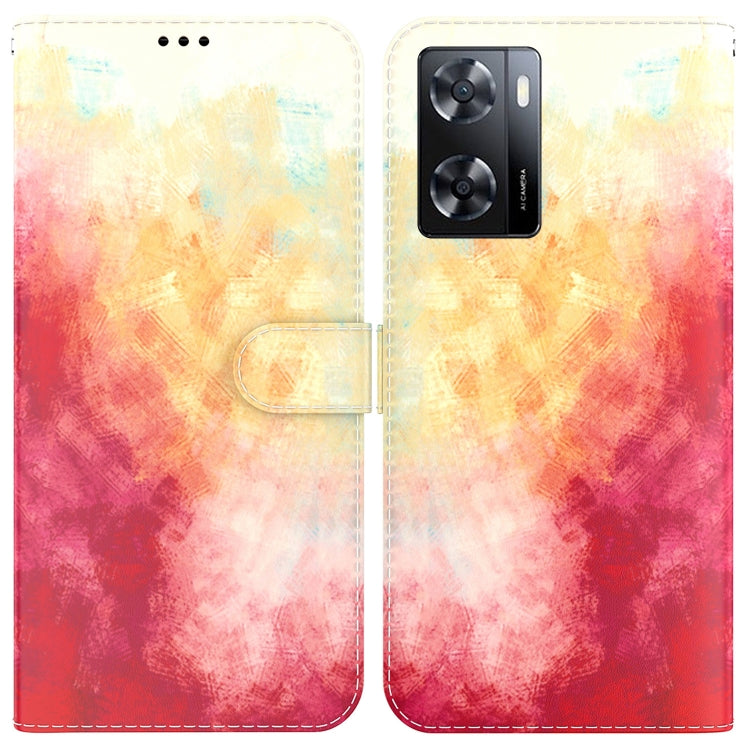 For OPPO A57 2022 4G/A57 2022 5G/Realme Q5i/Realme V23 5G/Realme Narzo 50 5G/A77 5G Watercolor Pattern Horizontal Flip Leather Phone Case