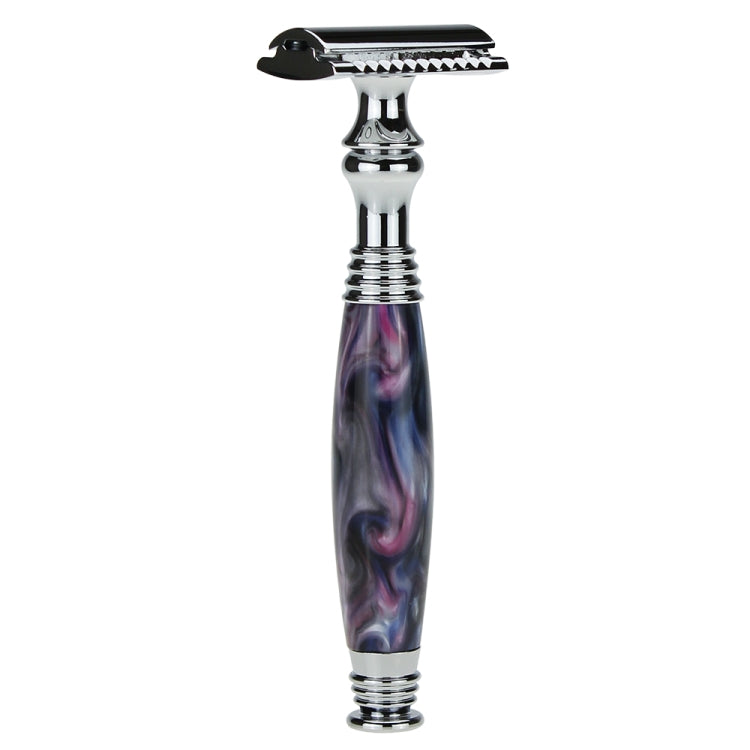 AS-11 Men Shaving Kit Double Edge Safety Razor Stand Blade Set(Purple Grey Resin)