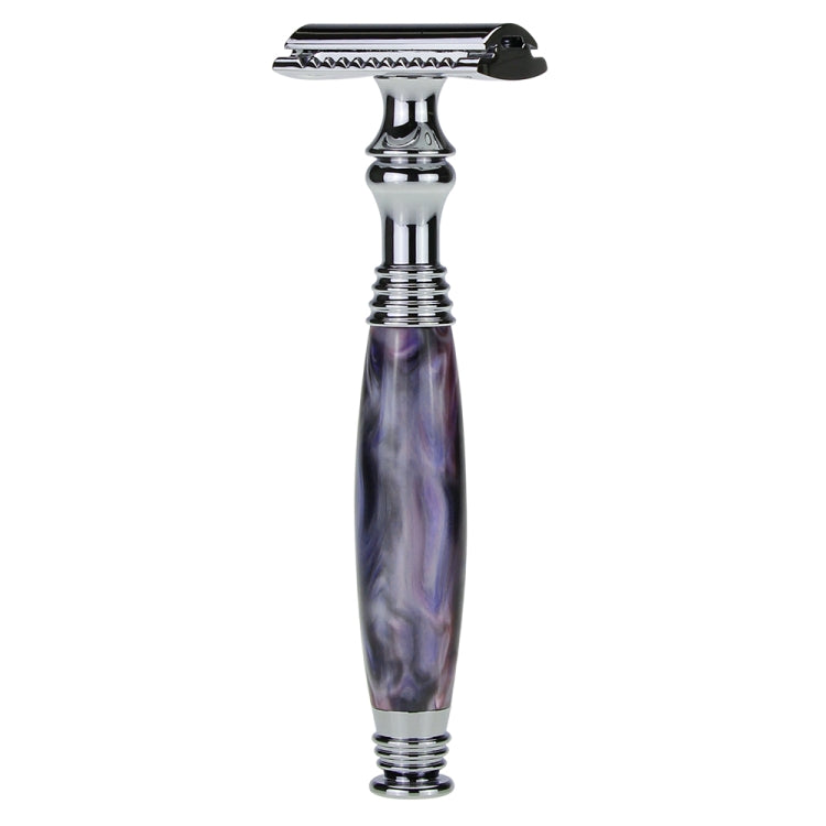 AS-11 Men Shaving Kit Double Edge Safety Razor Stand Blade Set(Purple Grey Resin)