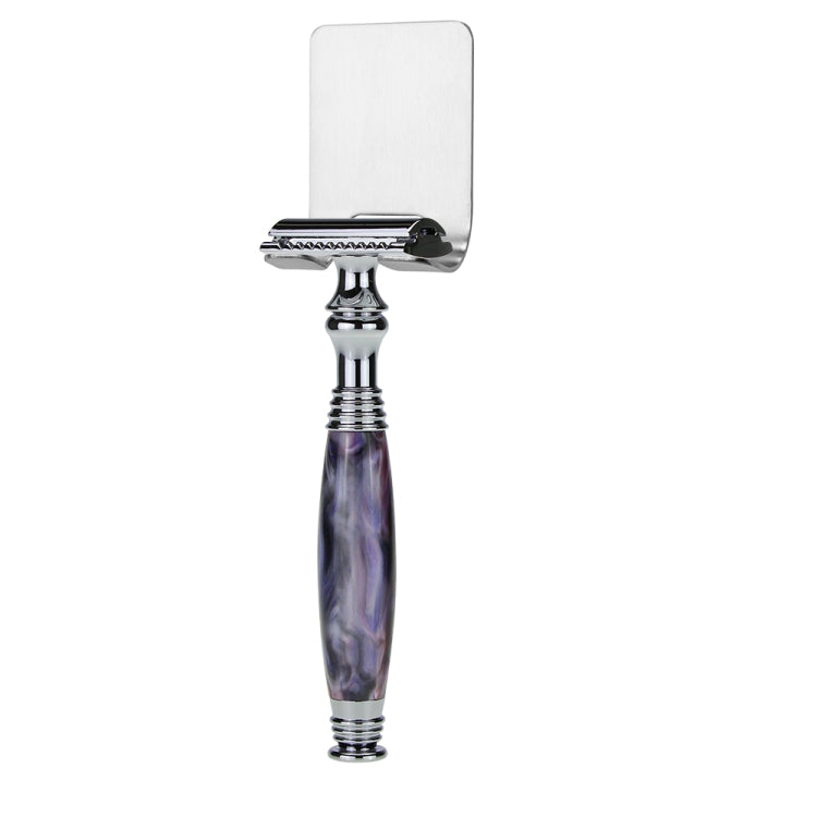 AS-11 Men Shaving Kit Double Edge Safety Razor Stand Blade Set(Purple Grey Resin)