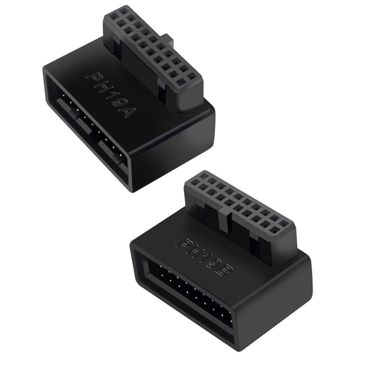 10 PCS 3.0 19P 20P 90 Degree Motherboard Male To Female Extension Adapter, Model: PH19A