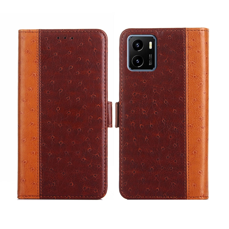 For vivo Y15s Foreign Version Ostrich Texture Flip Leather Phone Case