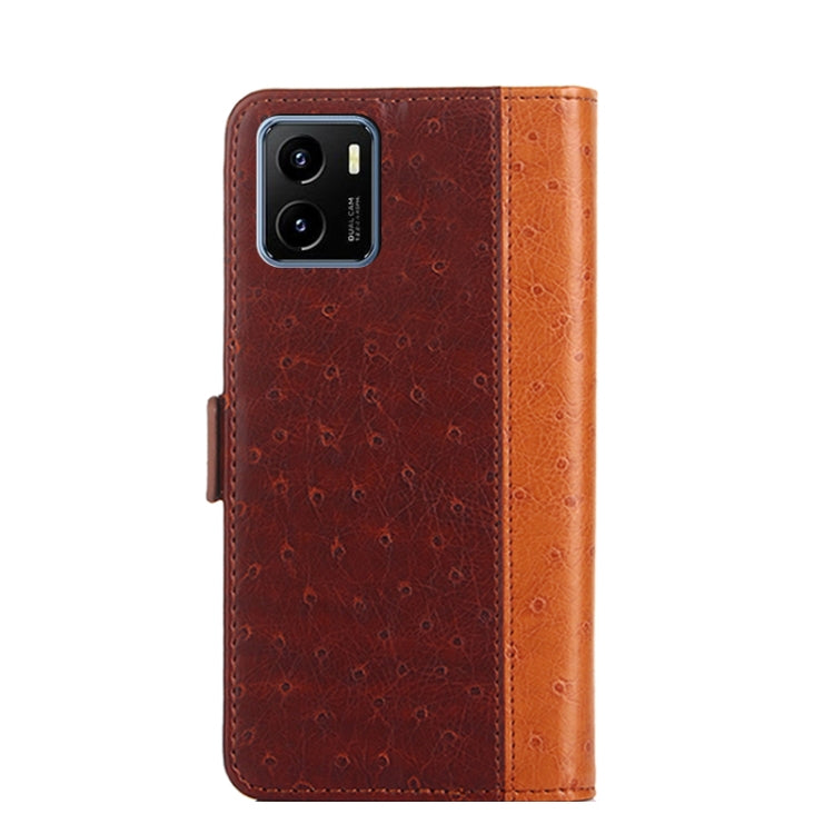 For vivo Y15s Foreign Version Ostrich Texture Flip Leather Phone Case