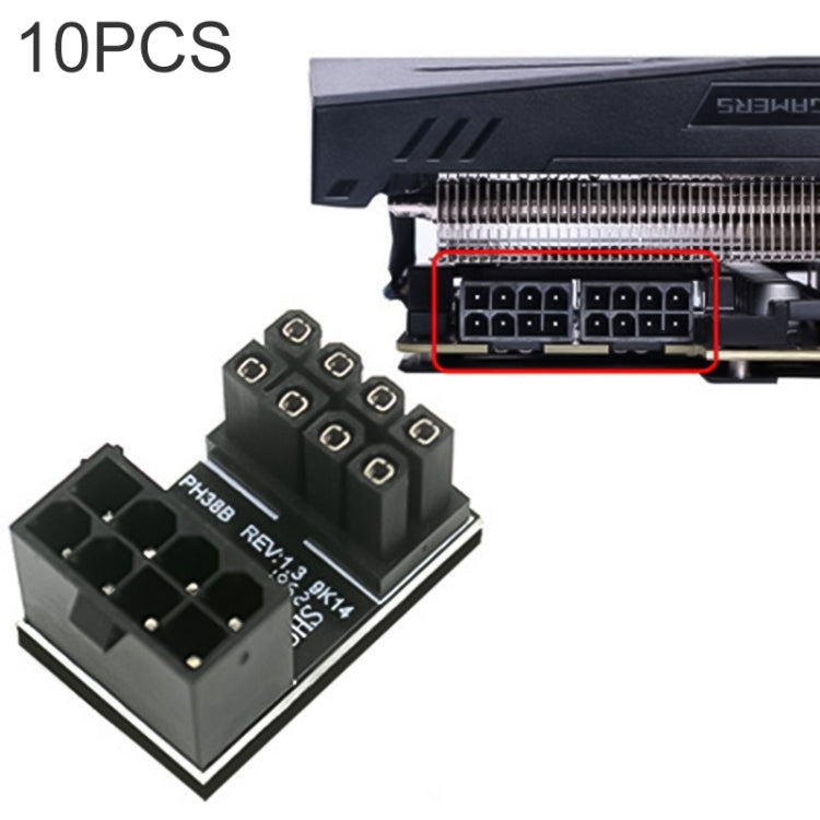 10 PCS ATX 8Pin Female to 8Pin Male 180 Degree Angled Adapter , Model: PH38B