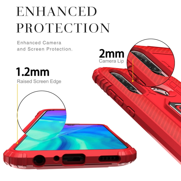 For Huawei nova 4 Lite Carbon Fiber Protective Case with 360 Degree Rotating Ring Holder