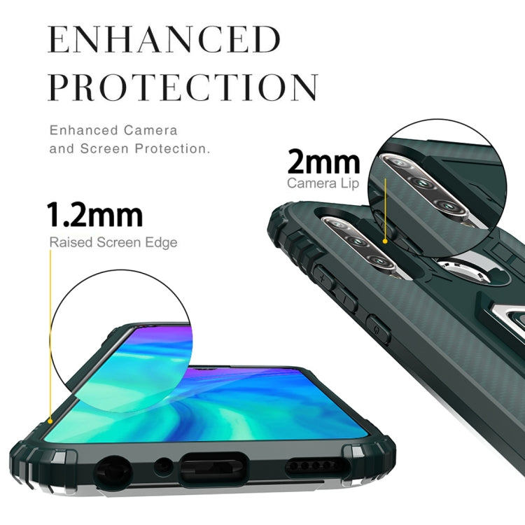 For Huawei nova 4 Lite Carbon Fiber Protective Case with 360 Degree Rotating Ring Holder