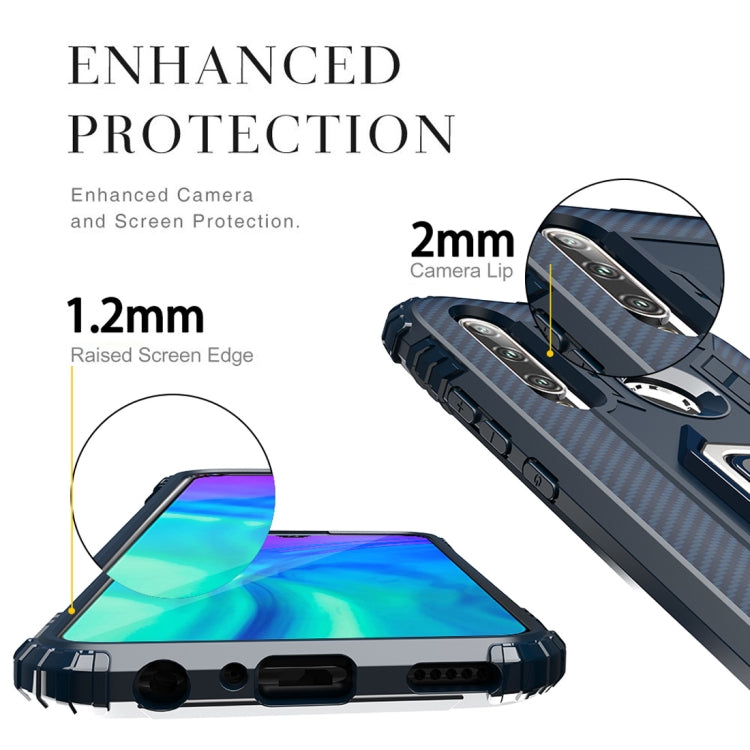For Huawei nova 4 Lite Carbon Fiber Protective Case with 360 Degree Rotating Ring Holder