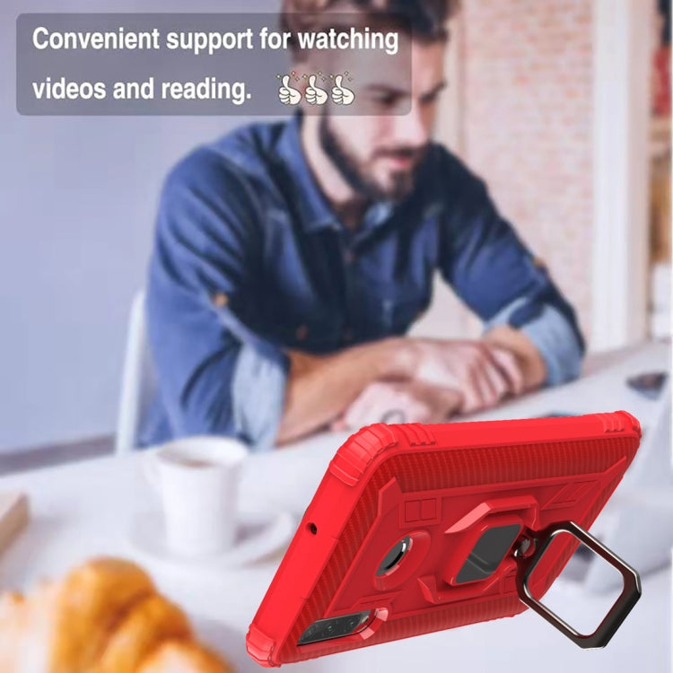 For Huawei P Smart+ 2019 Carbon Fiber Protective Case with 360 Degree Rotating Ring Holder