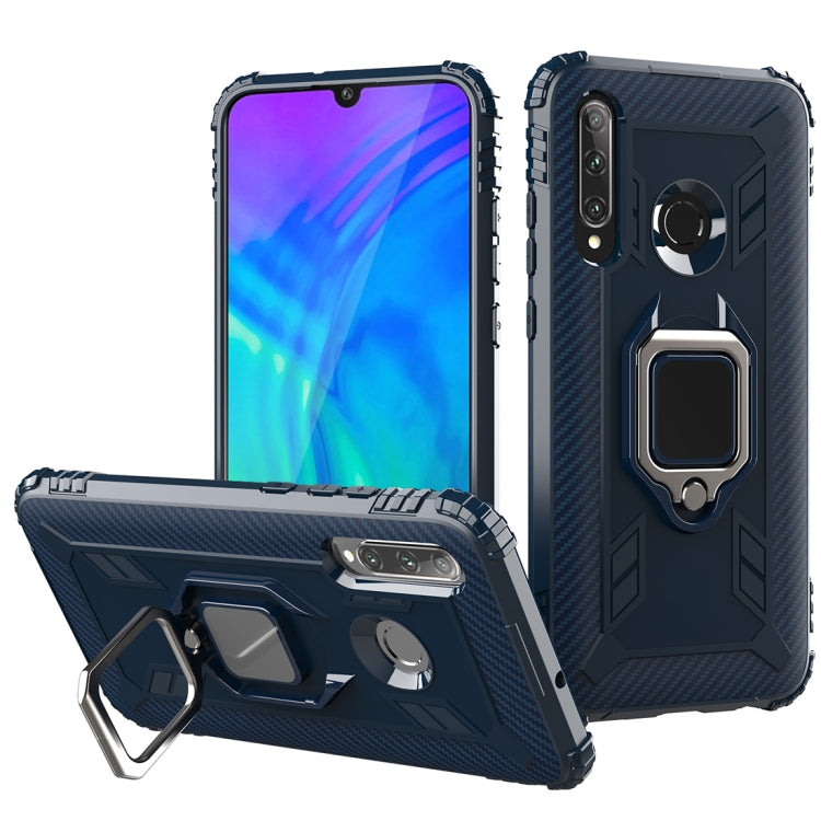 For Huawei P Smart+ 2019 Carbon Fiber Protective Case with 360 Degree Rotating Ring Holder