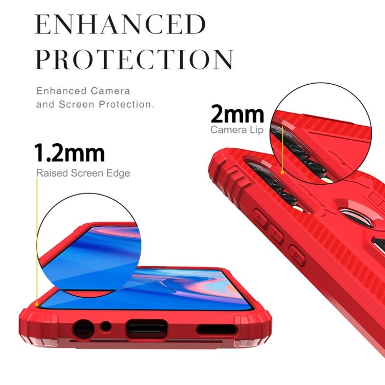 For Huawei Enjoy 10 Plus Carbon Fiber Protective Case with 360 Degree Rotating Ring Holder