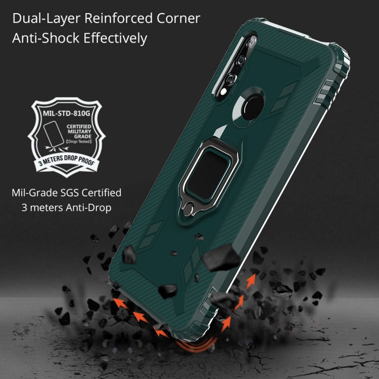 For Huawei Enjoy 10 Plus Carbon Fiber Protective Case with 360 Degree Rotating Ring Holder
