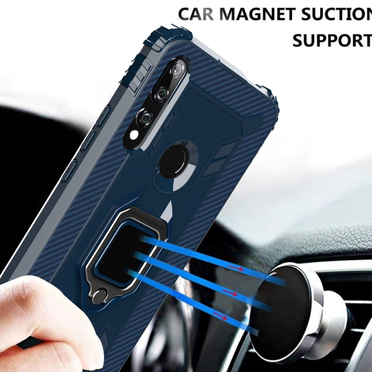 For Huawei Enjoy 10 Plus Carbon Fiber Protective Case with 360 Degree Rotating Ring Holder