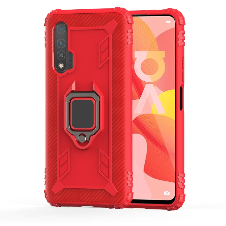 For Huawei nova 6 Carbon Fiber Protective Case with 360 Degree Rotating Ring Holder
