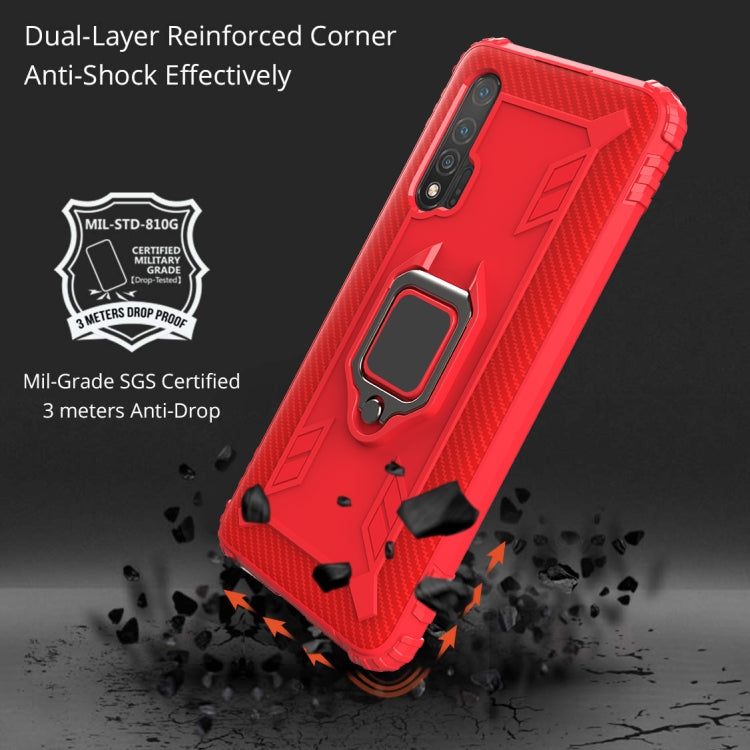 For Huawei nova 6 Carbon Fiber Protective Case with 360 Degree Rotating Ring Holder