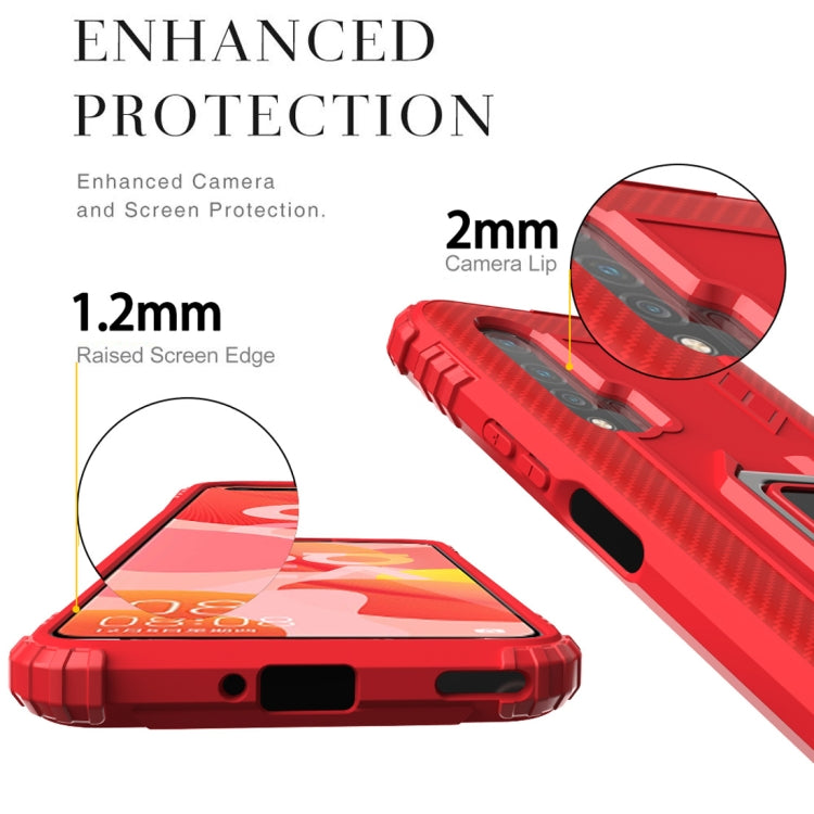 For Huawei nova 6 Carbon Fiber Protective Case with 360 Degree Rotating Ring Holder