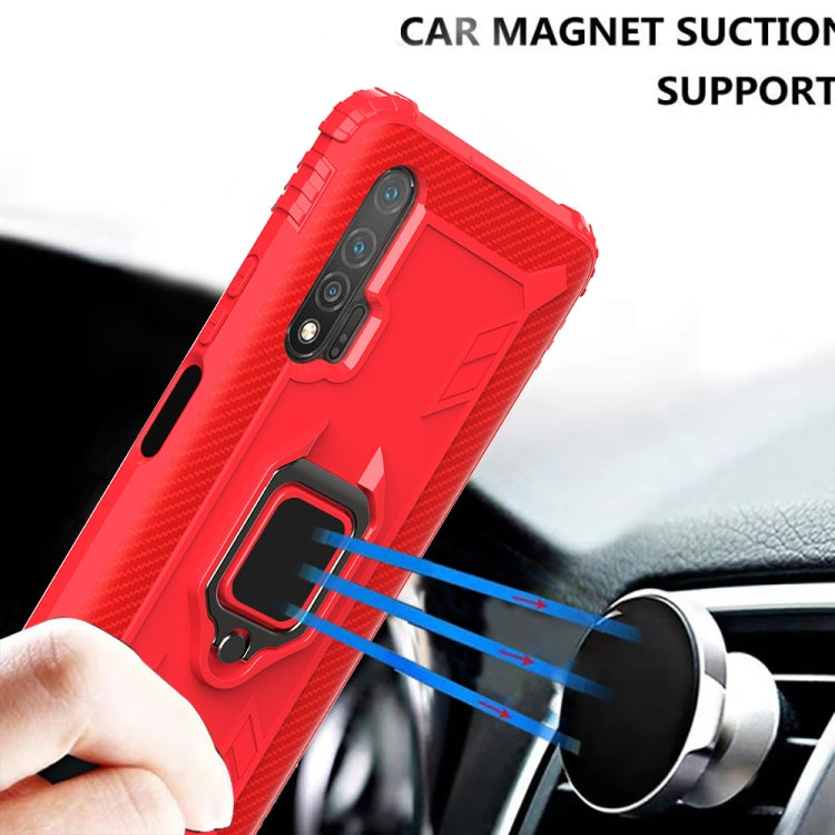 For Huawei nova 6 Carbon Fiber Protective Case with 360 Degree Rotating Ring Holder
