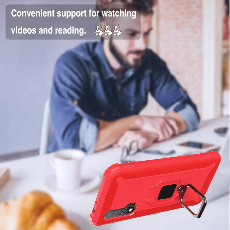 For Huawei nova 6 Carbon Fiber Protective Case with 360 Degree Rotating Ring Holder