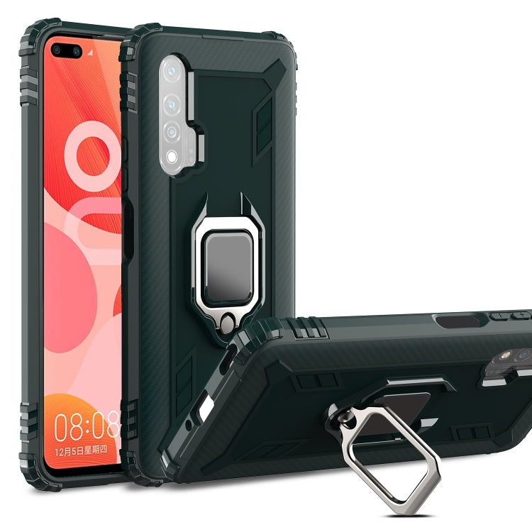 For Huawei nova 6 Carbon Fiber Protective Case with 360 Degree Rotating Ring Holder