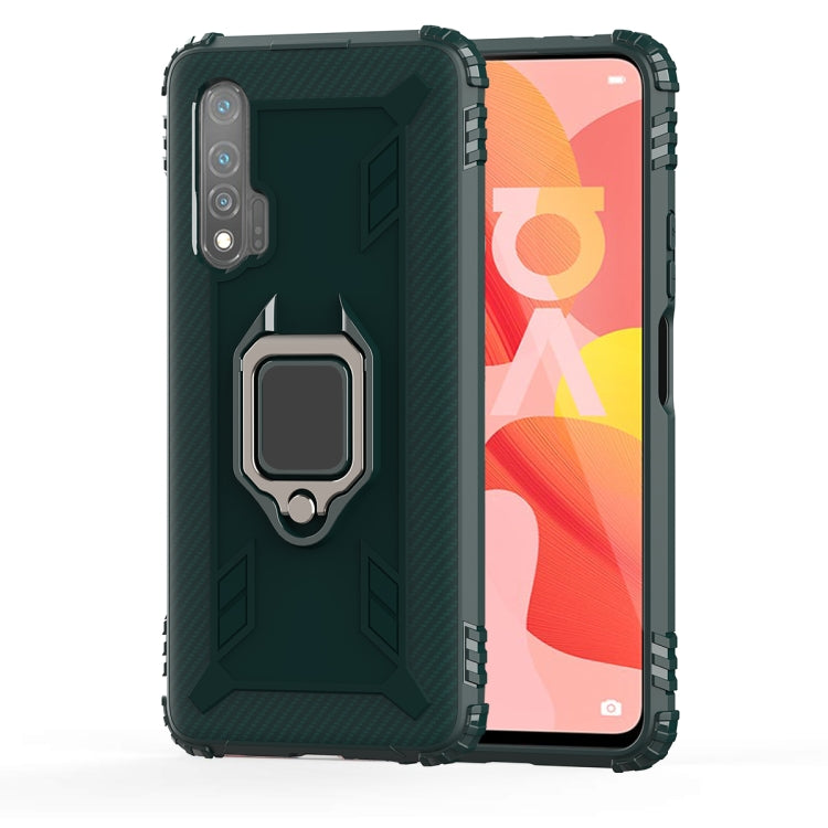 For Huawei nova 6 Carbon Fiber Protective Case with 360 Degree Rotating Ring Holder