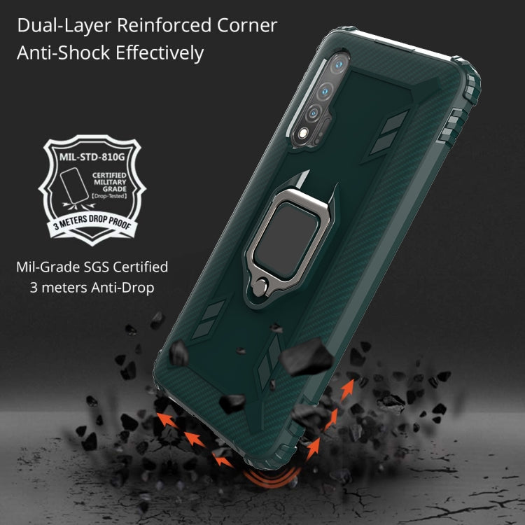 For Huawei nova 6 Carbon Fiber Protective Case with 360 Degree Rotating Ring Holder