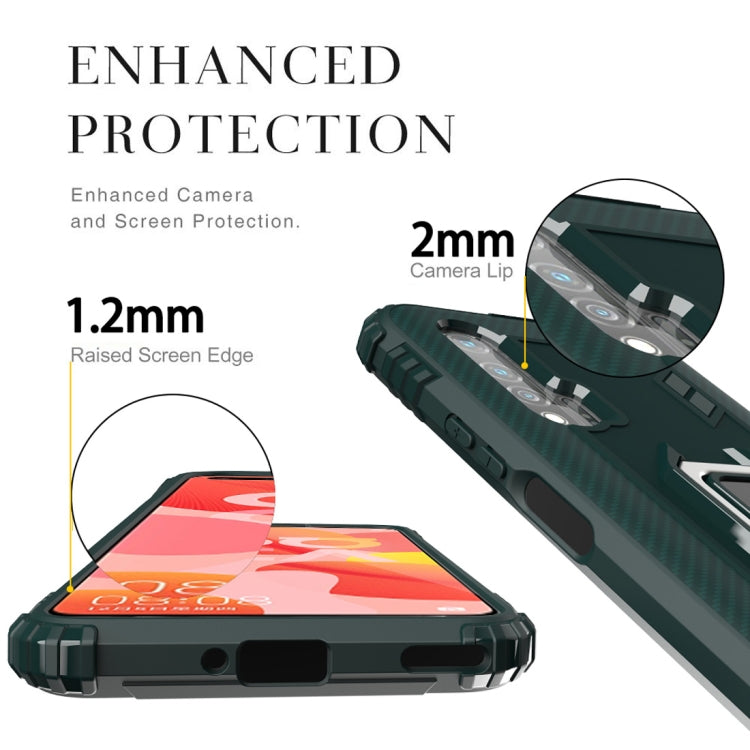 For Huawei nova 6 Carbon Fiber Protective Case with 360 Degree Rotating Ring Holder