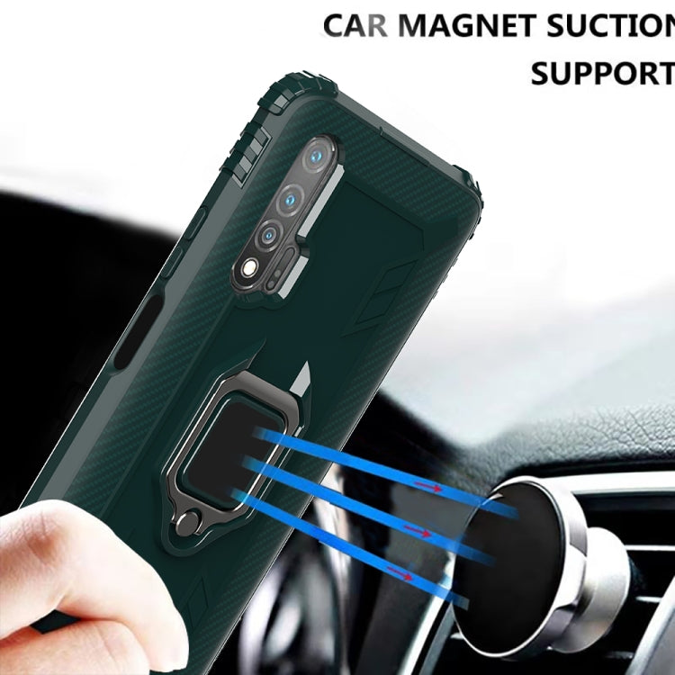 For Huawei nova 6 Carbon Fiber Protective Case with 360 Degree Rotating Ring Holder