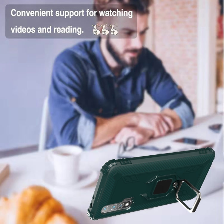 For Huawei nova 6 Carbon Fiber Protective Case with 360 Degree Rotating Ring Holder