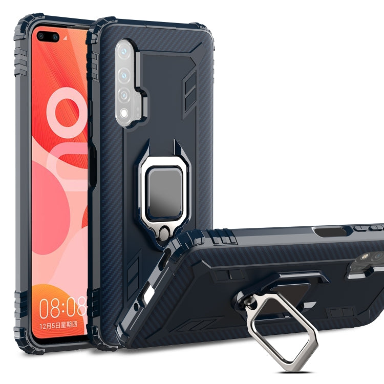 For Huawei nova 6 Carbon Fiber Protective Case with 360 Degree Rotating Ring Holder
