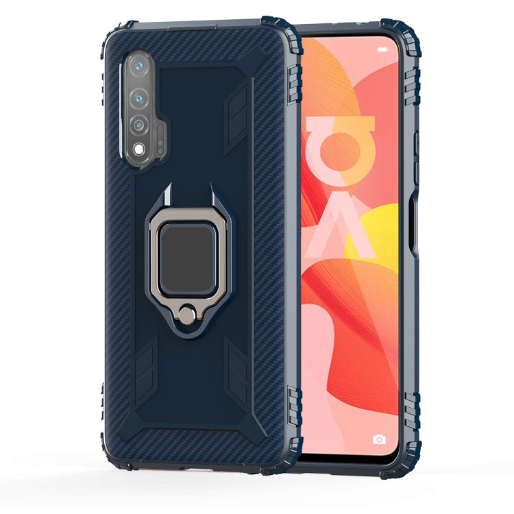For Huawei nova 6 Carbon Fiber Protective Case with 360 Degree Rotating Ring Holder