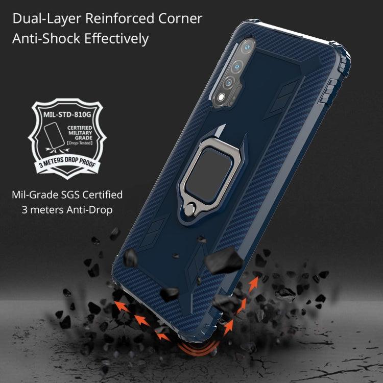 For Huawei nova 6 Carbon Fiber Protective Case with 360 Degree Rotating Ring Holder