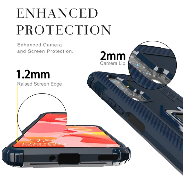 For Huawei nova 6 Carbon Fiber Protective Case with 360 Degree Rotating Ring Holder