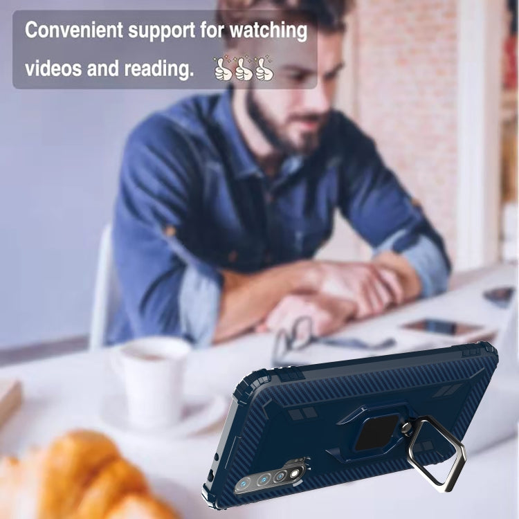 For Huawei nova 6 Carbon Fiber Protective Case with 360 Degree Rotating Ring Holder
