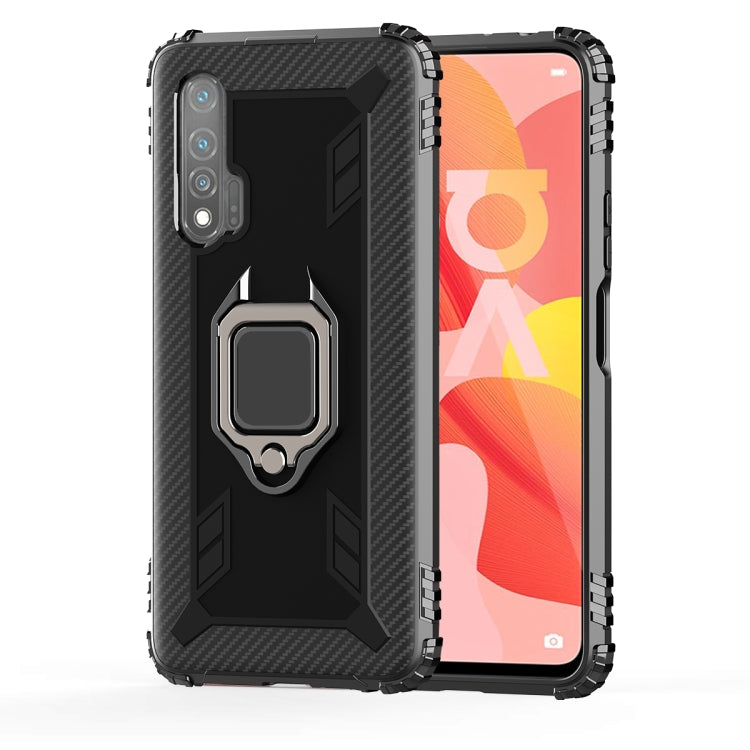 For Huawei nova 6 Carbon Fiber Protective Case with 360 Degree Rotating Ring Holder