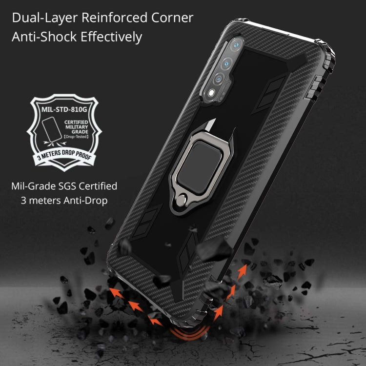 For Huawei nova 6 Carbon Fiber Protective Case with 360 Degree Rotating Ring Holder
