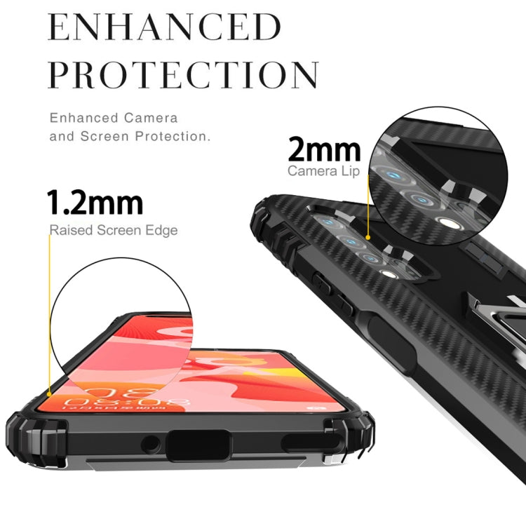 For Huawei nova 6 Carbon Fiber Protective Case with 360 Degree Rotating Ring Holder