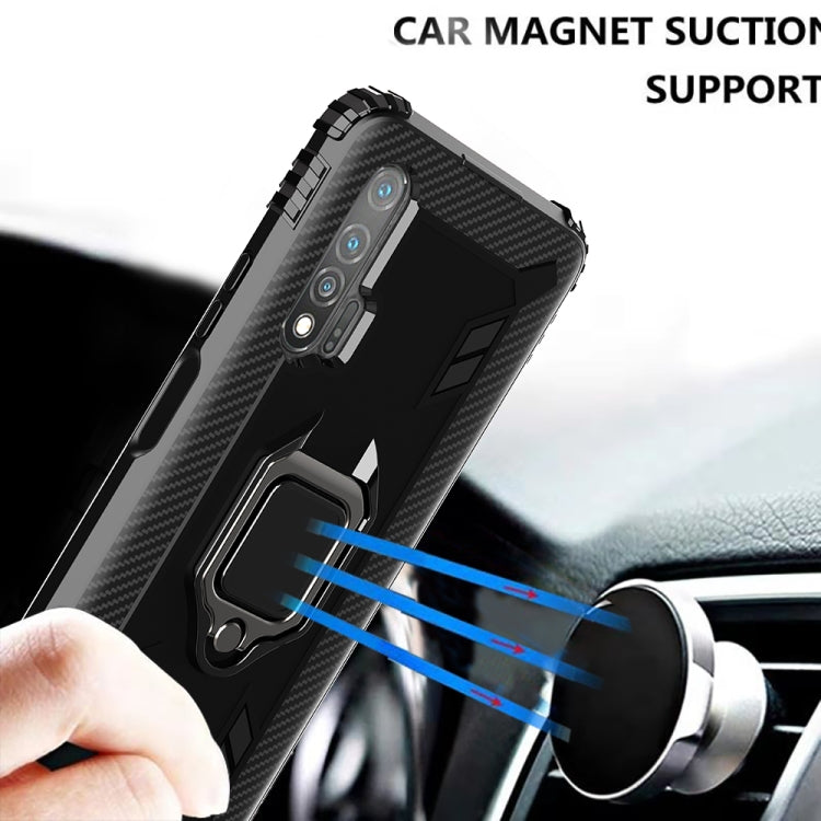 For Huawei nova 6 Carbon Fiber Protective Case with 360 Degree Rotating Ring Holder
