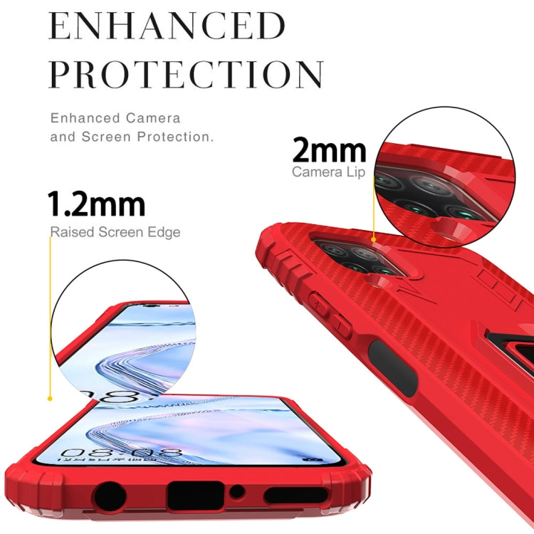 For Huawei nova 6SE Carbon Fiber Protective Case with 360 Degree Rotating Ring Holder