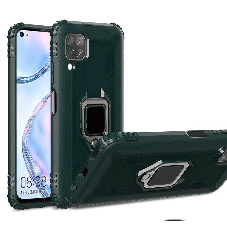 For Huawei nova 6SE Carbon Fiber Protective Case with 360 Degree Rotating Ring Holder