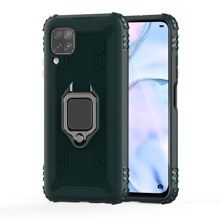 For Huawei nova 6SE Carbon Fiber Protective Case with 360 Degree Rotating Ring Holder