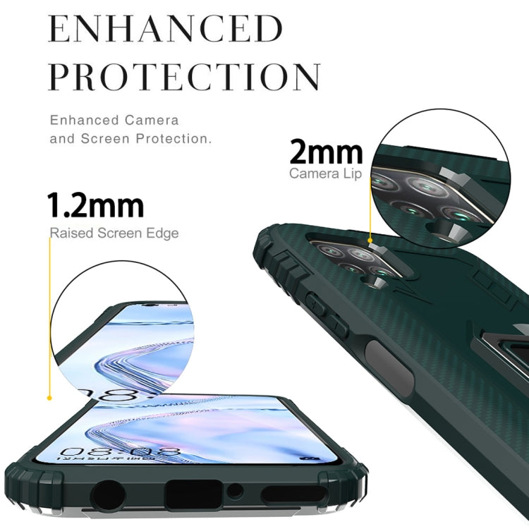 For Huawei nova 6SE Carbon Fiber Protective Case with 360 Degree Rotating Ring Holder