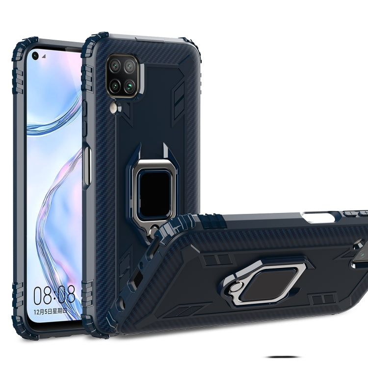 For Huawei nova 6SE Carbon Fiber Protective Case with 360 Degree Rotating Ring Holder