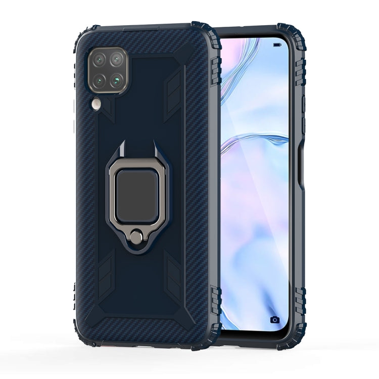 For Huawei nova 6SE Carbon Fiber Protective Case with 360 Degree Rotating Ring Holder