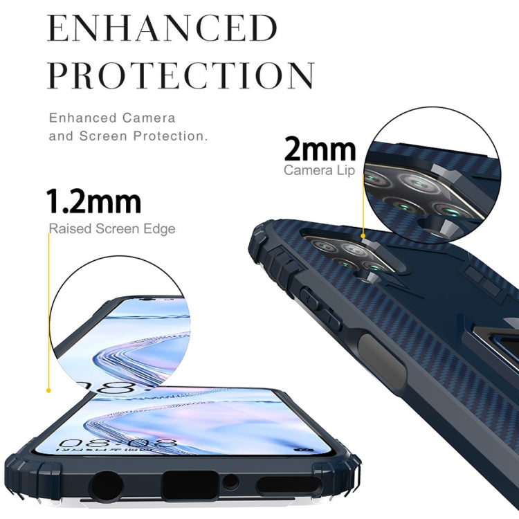 For Huawei nova 6SE Carbon Fiber Protective Case with 360 Degree Rotating Ring Holder