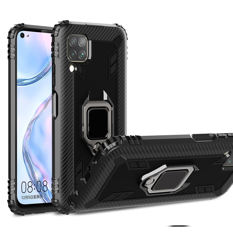 For Huawei nova 6SE Carbon Fiber Protective Case with 360 Degree Rotating Ring Holder