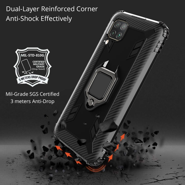 For Huawei nova 6SE Carbon Fiber Protective Case with 360 Degree Rotating Ring Holder