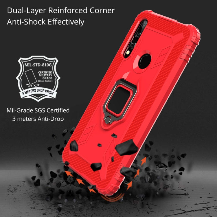 For Huawei P Smart Z Carbon Fiber Protective Case with 360 Degree Rotating Ring Holder