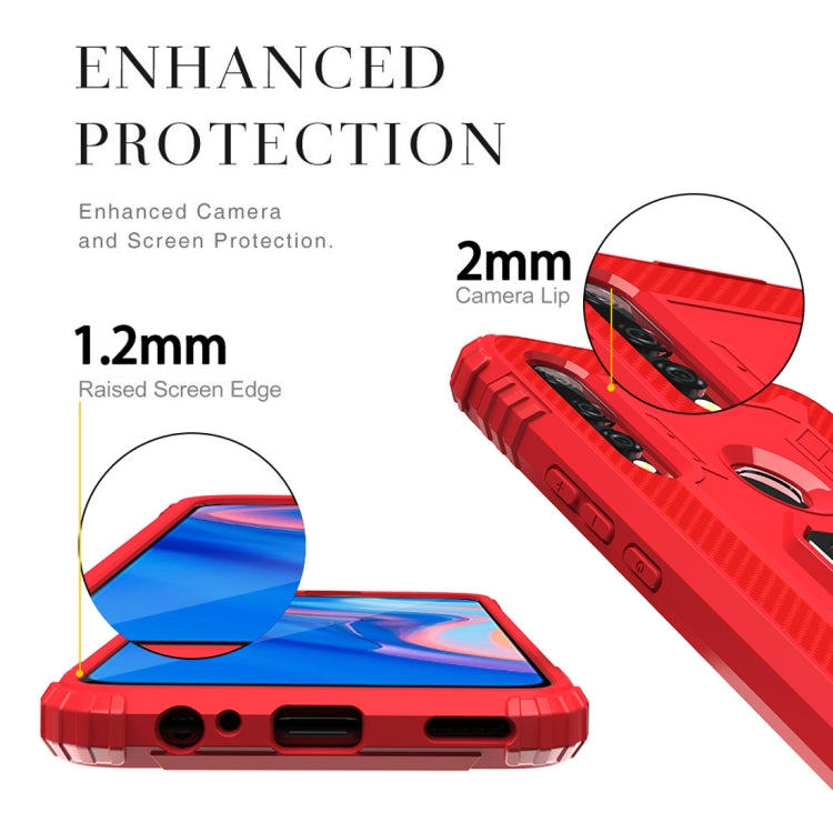 For Huawei P Smart Z Carbon Fiber Protective Case with 360 Degree Rotating Ring Holder