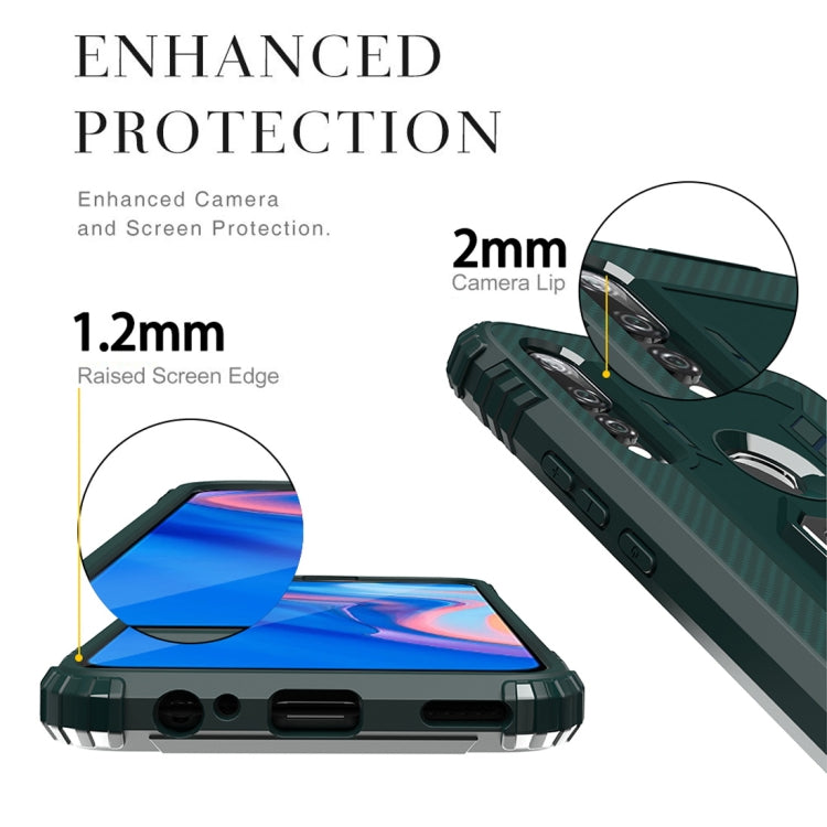 For Huawei P Smart Z Carbon Fiber Protective Case with 360 Degree Rotating Ring Holder
